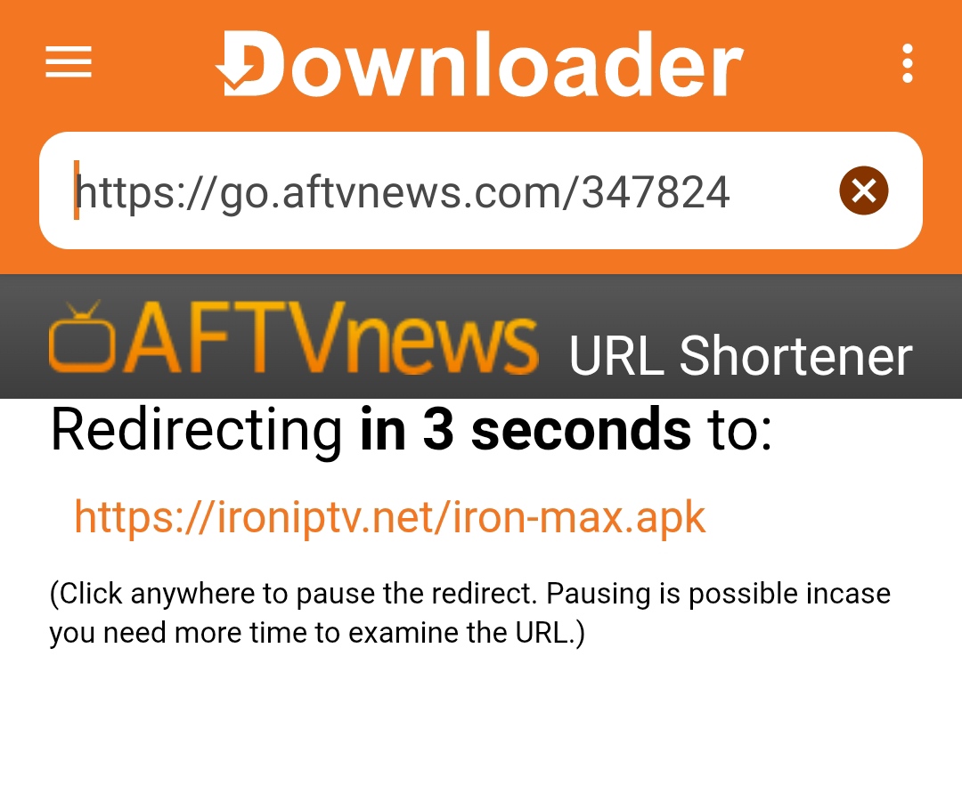 Écran de chargement avant téléchargement de Iron TV Pro