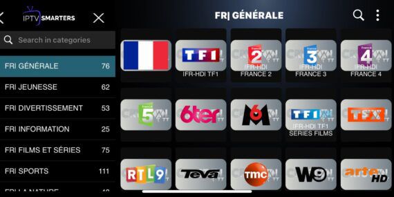 Interface Iron TV Pro IPTV - Application moderne streaming HD/4K