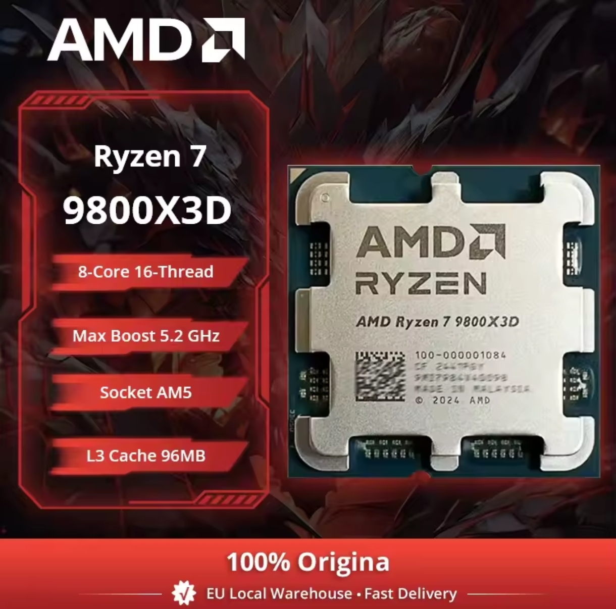 Processeur AMD Ryzen 7 9800X3D 8 coeurs