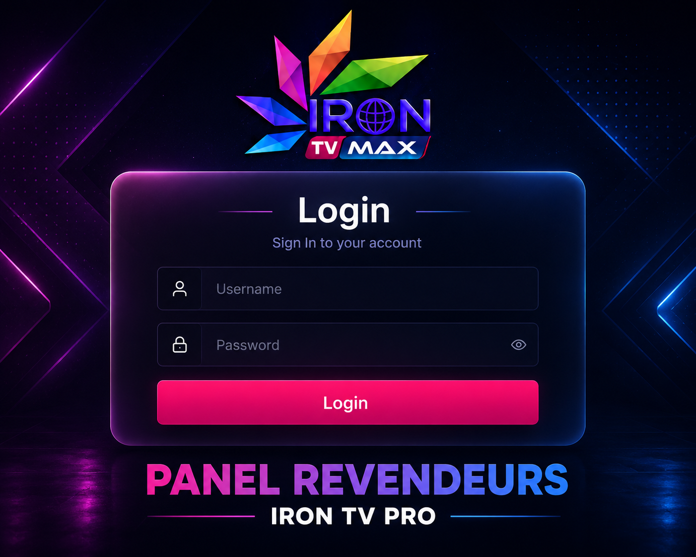 panel revendeurs iron tv pro