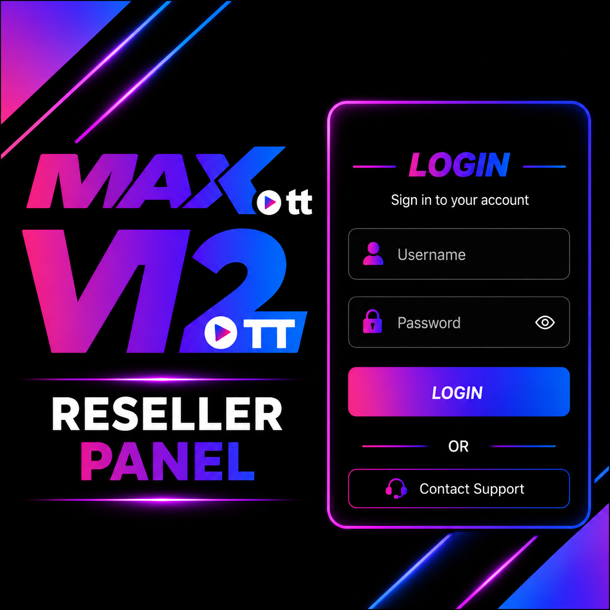 Panel revendeur MAX OTT V12